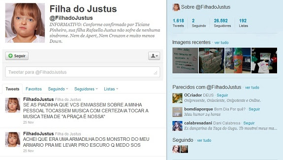Twitter "Filha do Justus"