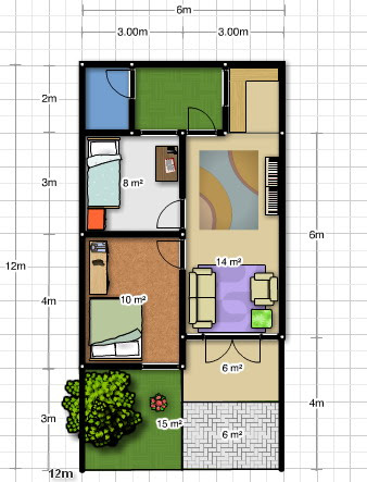 Desain dan Denah Rumah Ukuran 6 x 12 m Gambar Rumah Idaman Desain dan Denah Rumah Ukuran 6 x 12 m Gambar Rumah Idaman