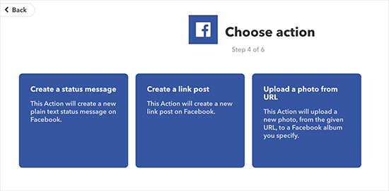 Facebook actions Facebook actions