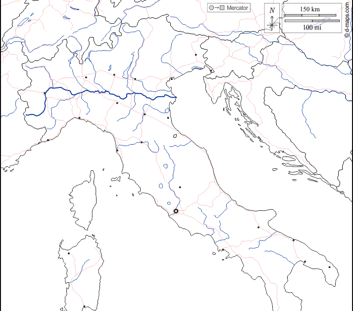 Italien Karte Schwarz Weiß / Silhouette mappa di Italia - Grafica