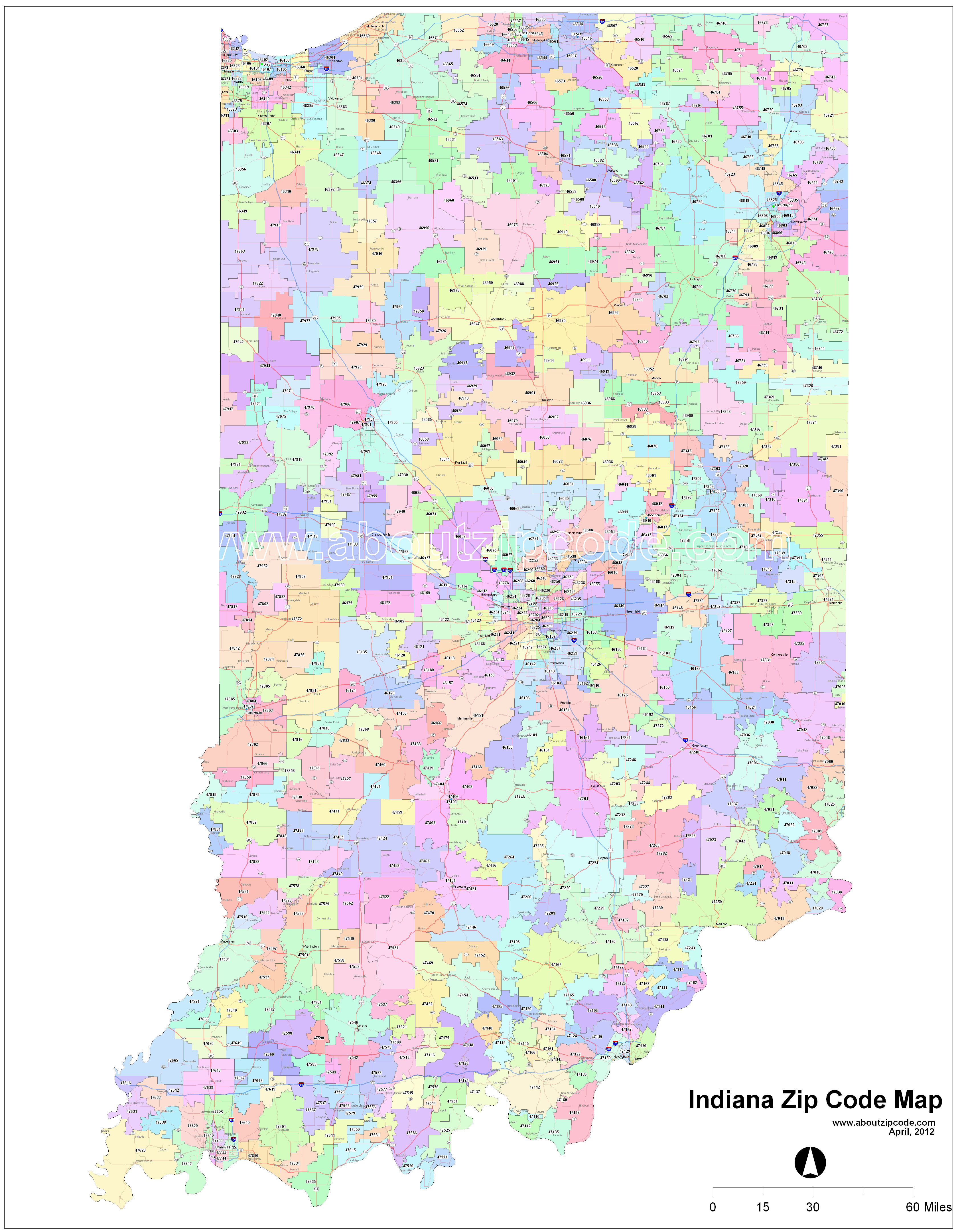 32 Indiana Area Codes Map - Maps Database Source
