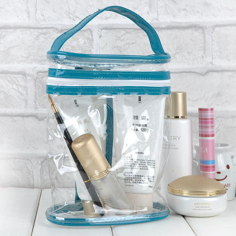 Cheap Makeup Bag - Best Pvc And Blue Leather Transparent Cosmetic