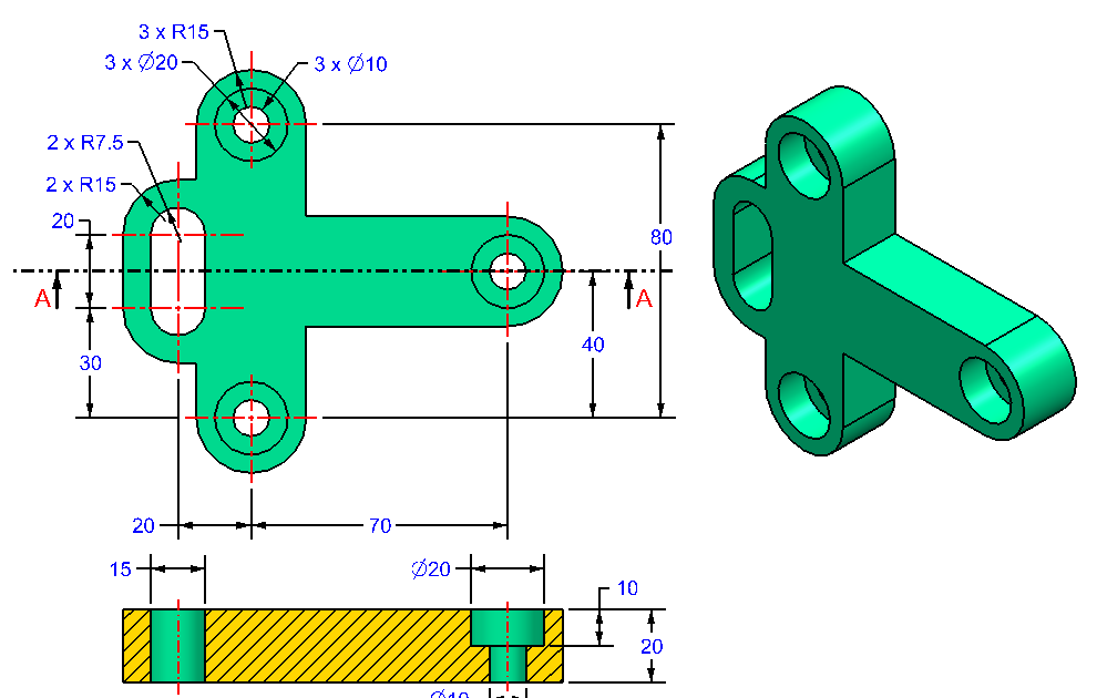 3d cad drawings with dimensions