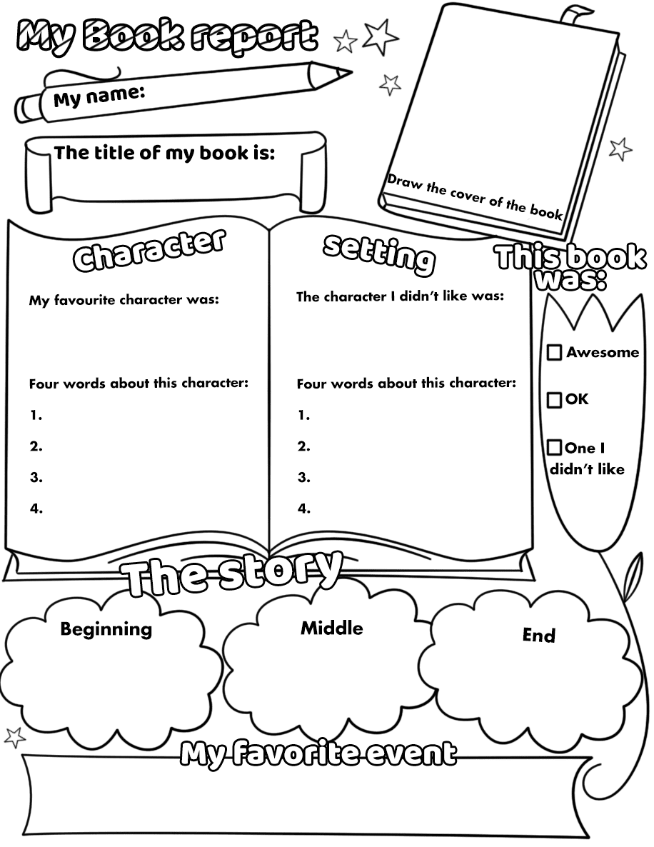 Book report template grade 1