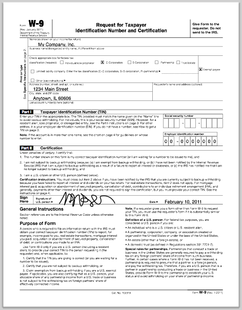 Blank W-9 Form | White Gold