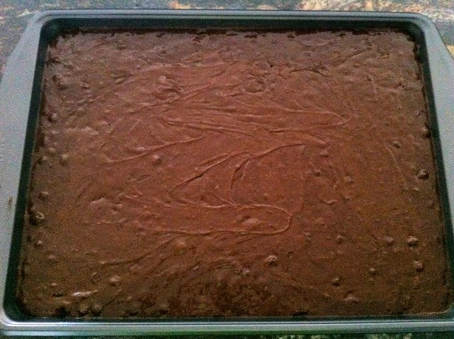 Brownie Batter Spread in Half Sheet Pan