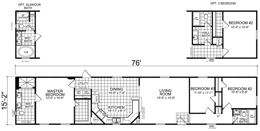 Floor Plan For 1976 14X70 2 Bedroom Mobile Home / Single Wide Mobile