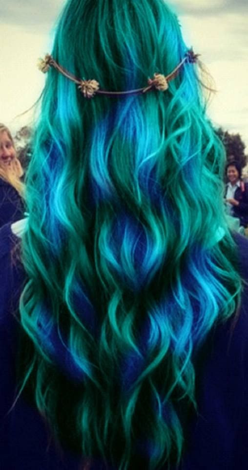 Rainbow blue, green, pink, purple hair|Indulge Salon