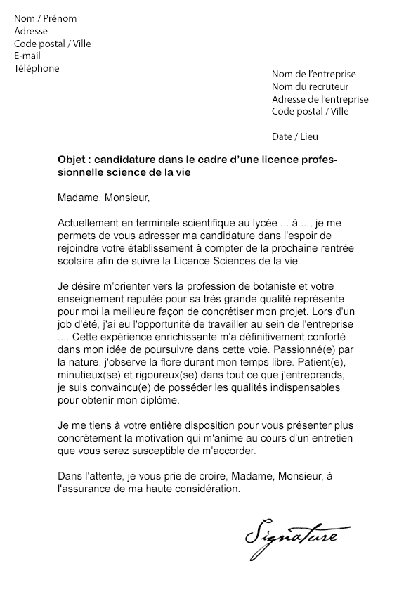 Lettre Motivation Licence En Science Du Language / Home page lettre de