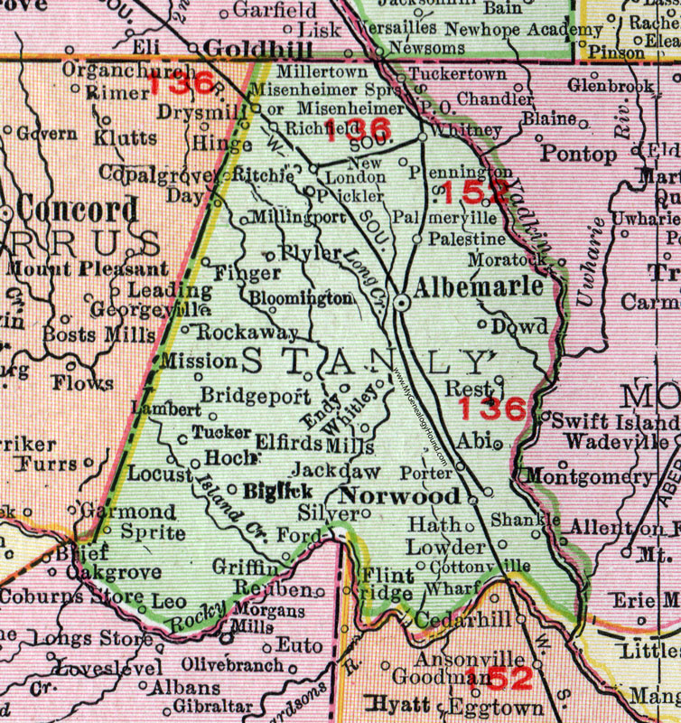 Stanly County Nc Map Map Of The World