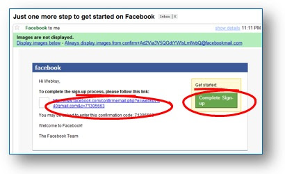 Cara Membuat Akun Facebook : Langkah 7. Verifikasi pendaftran di facebook melalui konfirmasi email