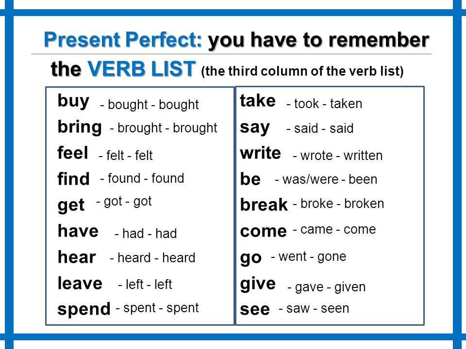 Present Perfect Present Continuous Lista De Verbos En Ingles Mayoria ...