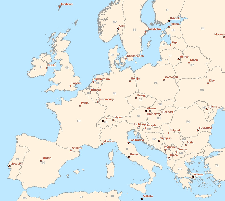 Kaart Europa Met Steden | Kaart