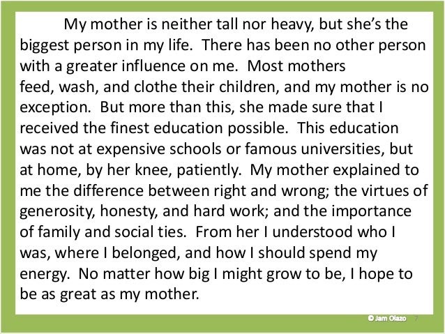 write a descriptive essay about a mother