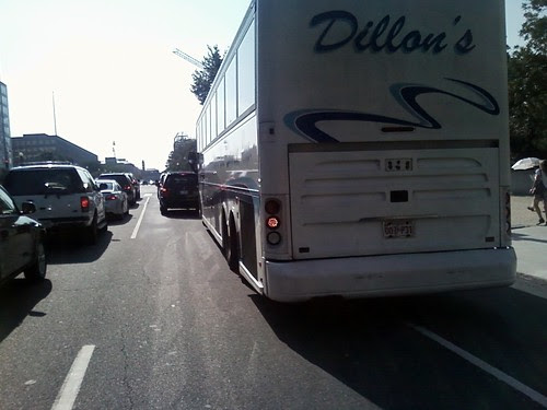 Dillons bus splits lane