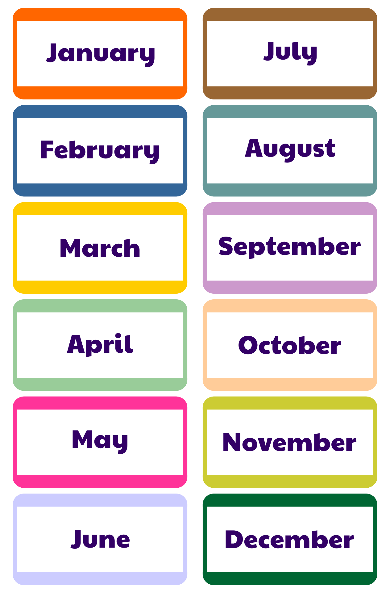 Months Of The Year Flashcards Printable Printable Word Searches