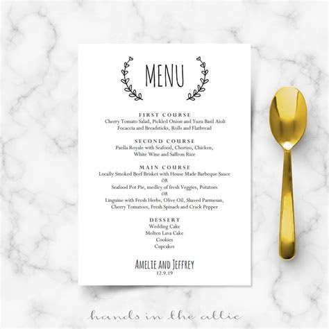 Laurel Wreath Wedding Brunch Menu Template Wedding Menu Laurel Wreath Wedding Brunch Menu Template Wedding Menu