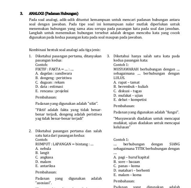 Contoh Soal Sbmptn Verbal