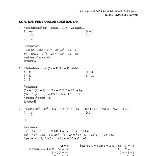 Soal Dan Pembahasan Polinomial Cara Golden