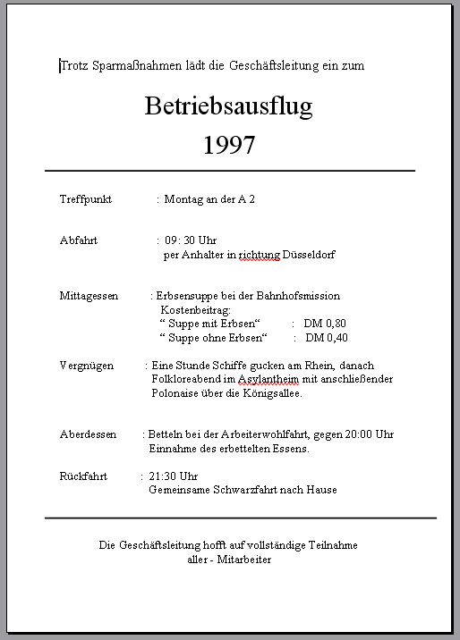 Management und Logistik Einladung betriebsausflug witzig