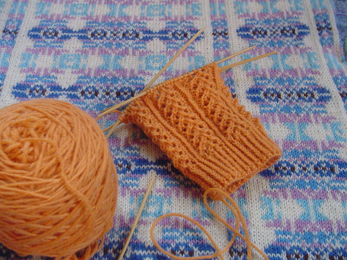 Hedera sock on blocking VS sweater
