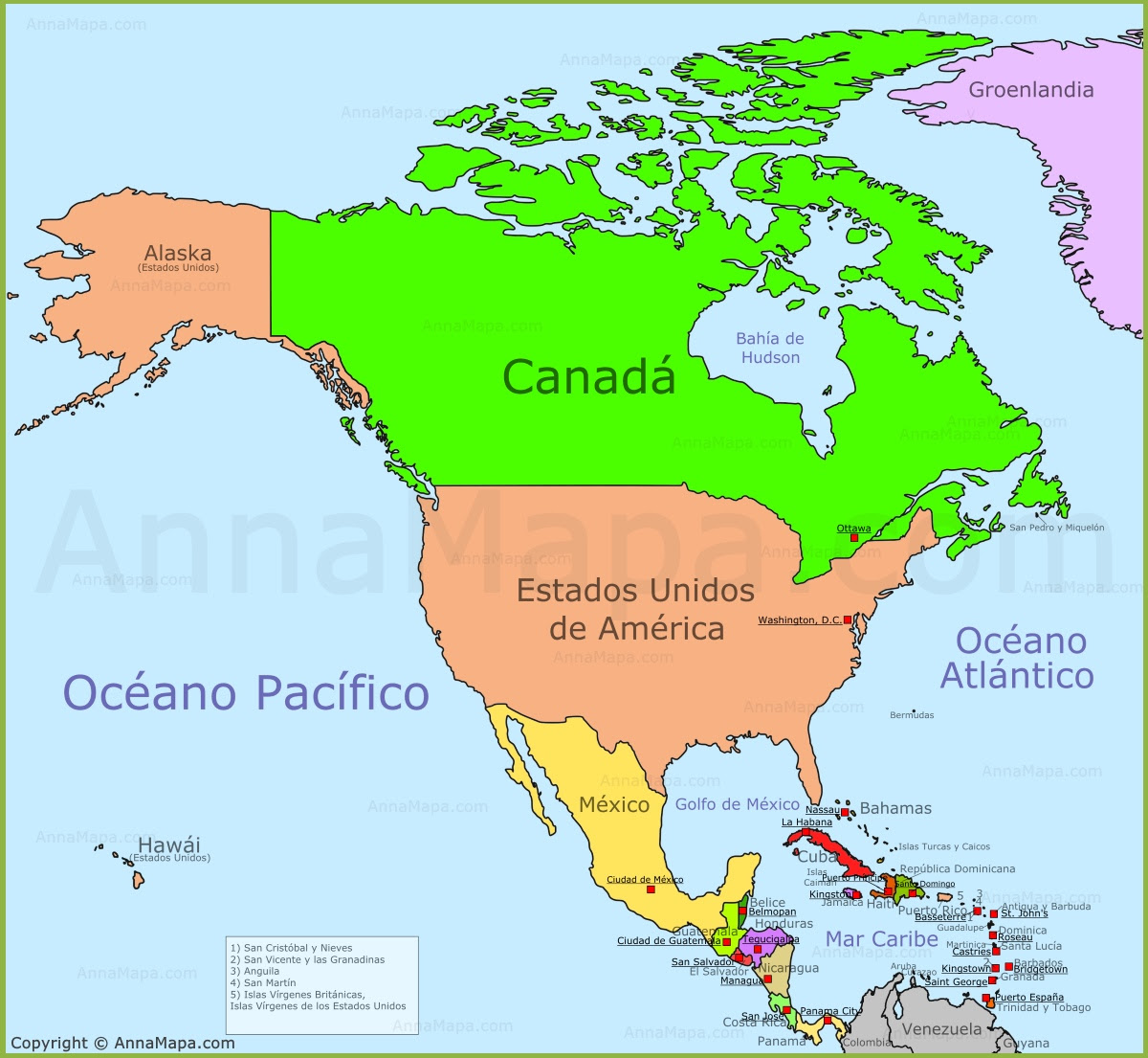 Mapa De Norteamerica | Mapa
