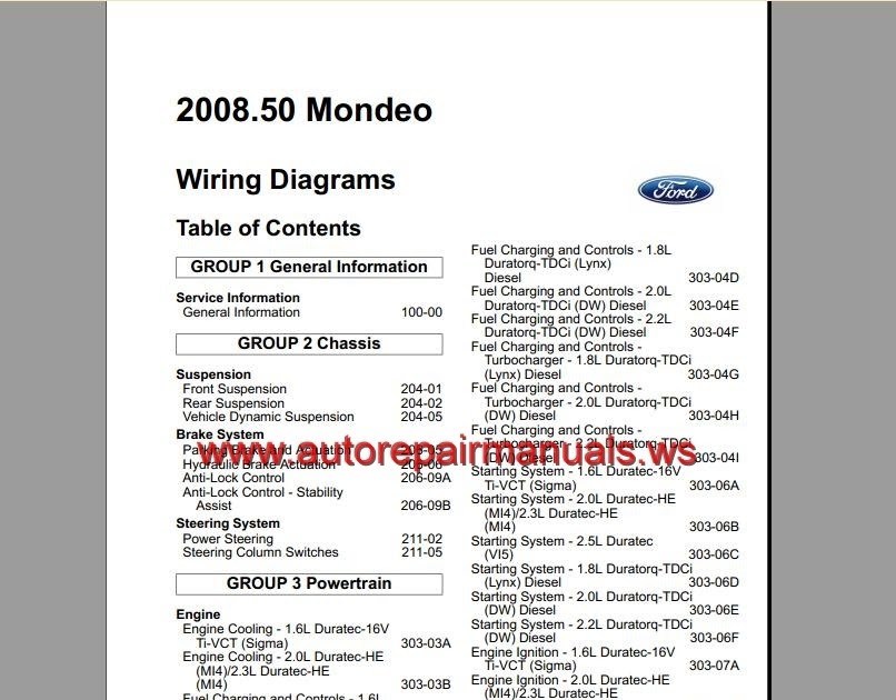 Keygen Autorepairmanuals.ws: Ford Mondeo 2008-2009 ( EU) Wiring System