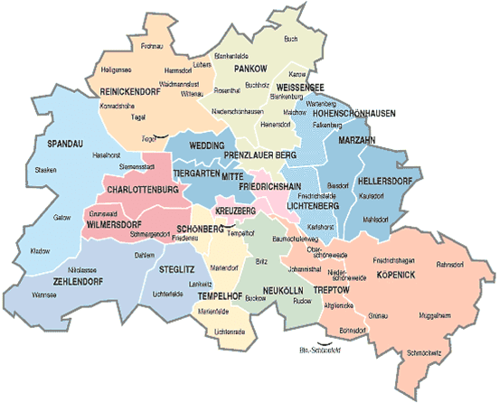 Berlin Karte Bezirke Stadtteile  Landkarte