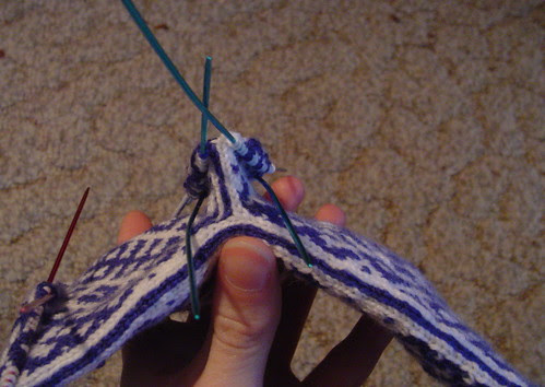 Komi sock heel in progress - side