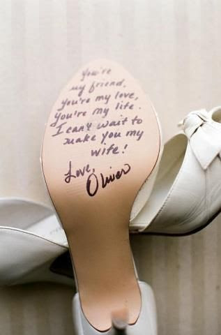 Get your husband to write a  romantic message on the bottom of your wedding shoes, ready for your big day. #wedding #weddingshoes #romantic