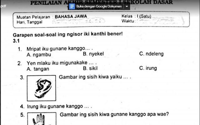 Soal Uas Bahasa Jawa Kelas 4 Semester 1 - Guru Ilmu Sosial