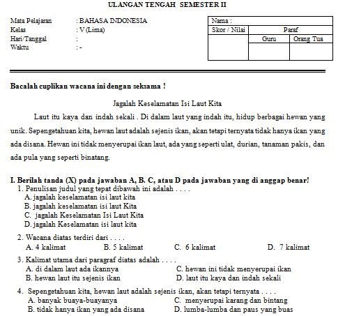 Soal Uas Bahasa Jawa Kelas 6 Semester 2 Kurikulum 2013 - Pelajaran Sekolah