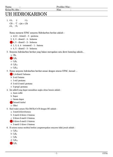 Soal essay hidrokarbon dan pembahasannya