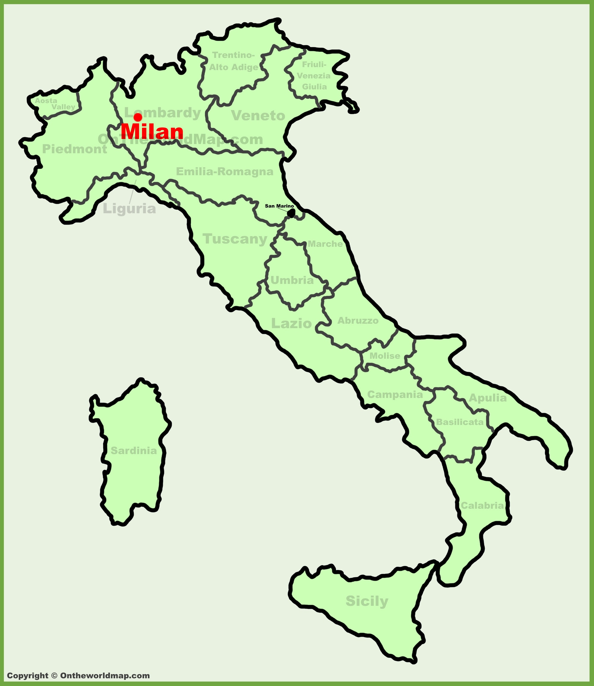 Milan Location On The Italy Map Milan Location On The Italy Map