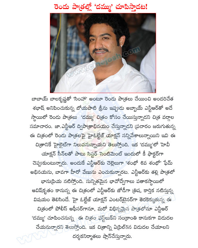 NTR Fans World: NTR's Powerful Dual Roles in Dammu Movie .....