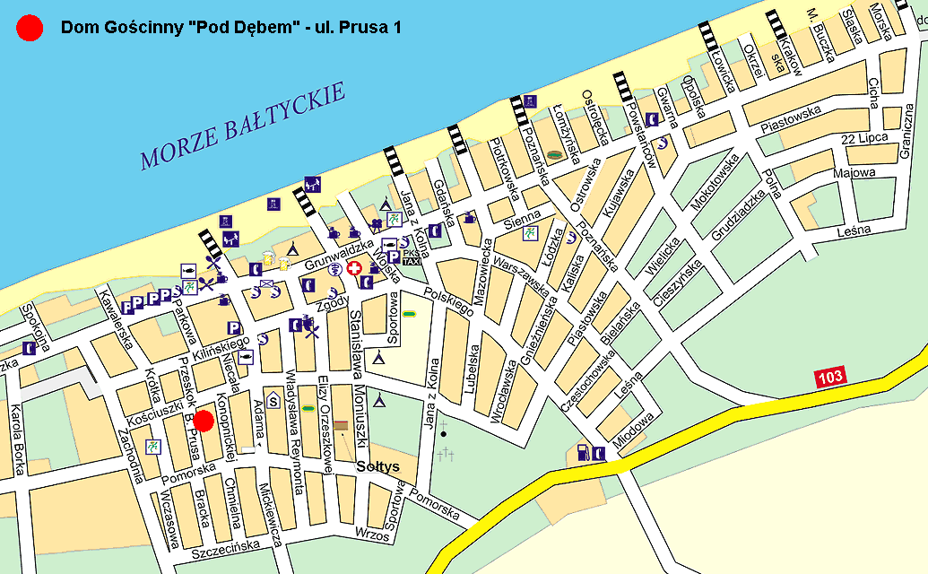 Mapa Pobierowo Z Ulicami | Mapa Burzowa