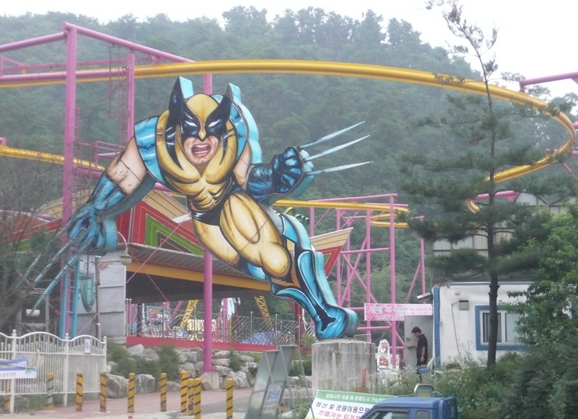 photo of super hero outside amusement park bucheon.