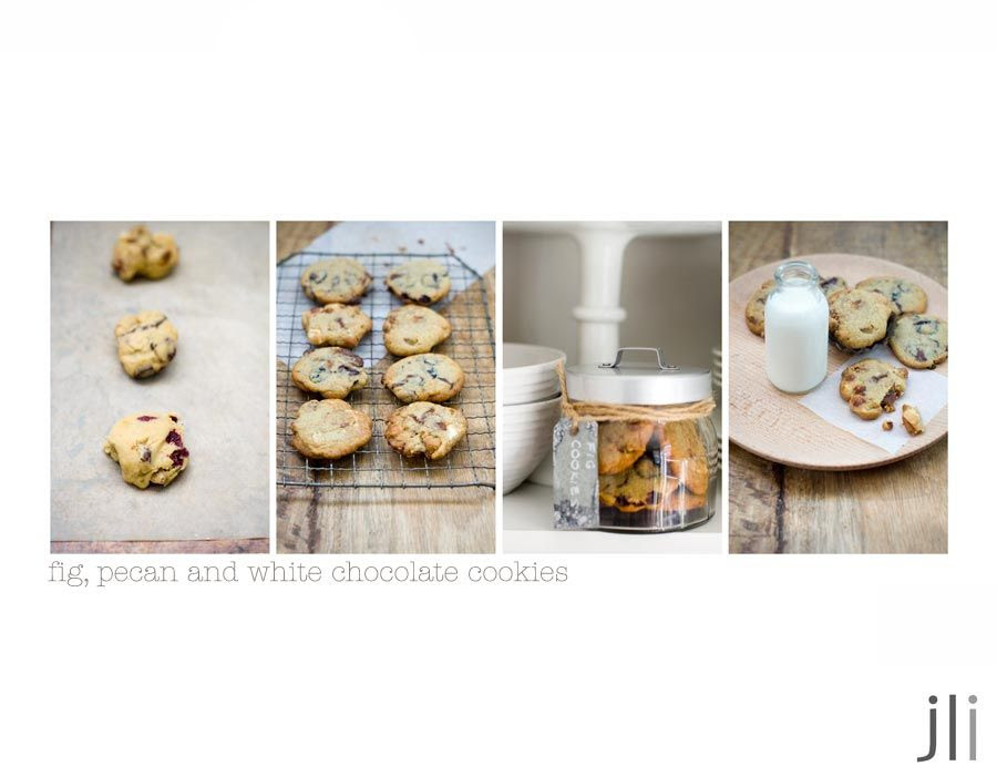 fig, white chocolate and pecan cookies