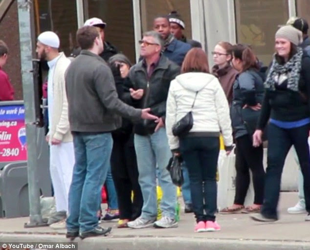 No time for racism: The man was just one of many who stood up for the man dressed as a Muslim