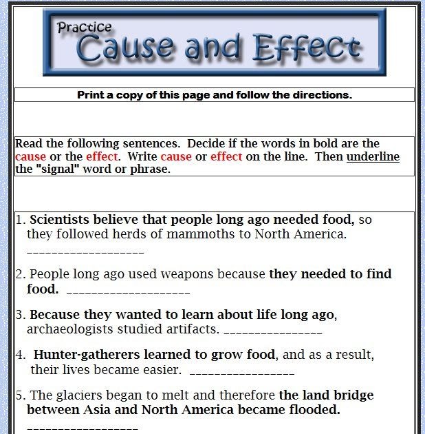 cause and effect essay exercise pdf