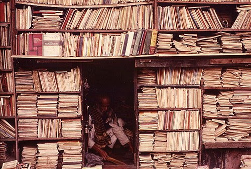 Countless books in a bookstore in Calcutta, India