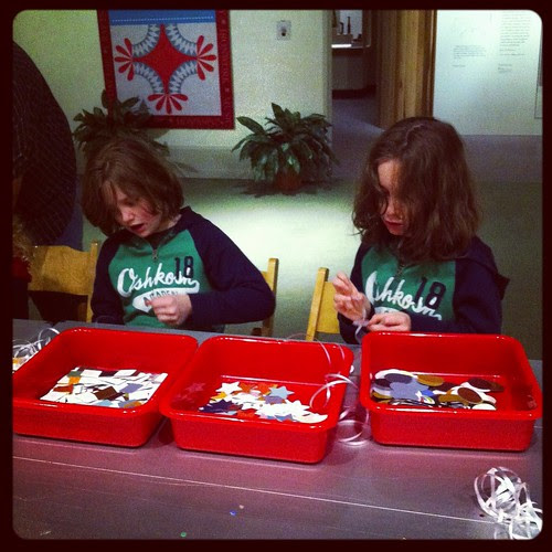 Miles and Charlie making crafts.