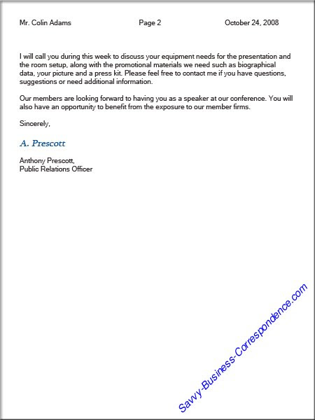 Two Page Business Letter Sample | Sample Business Letter