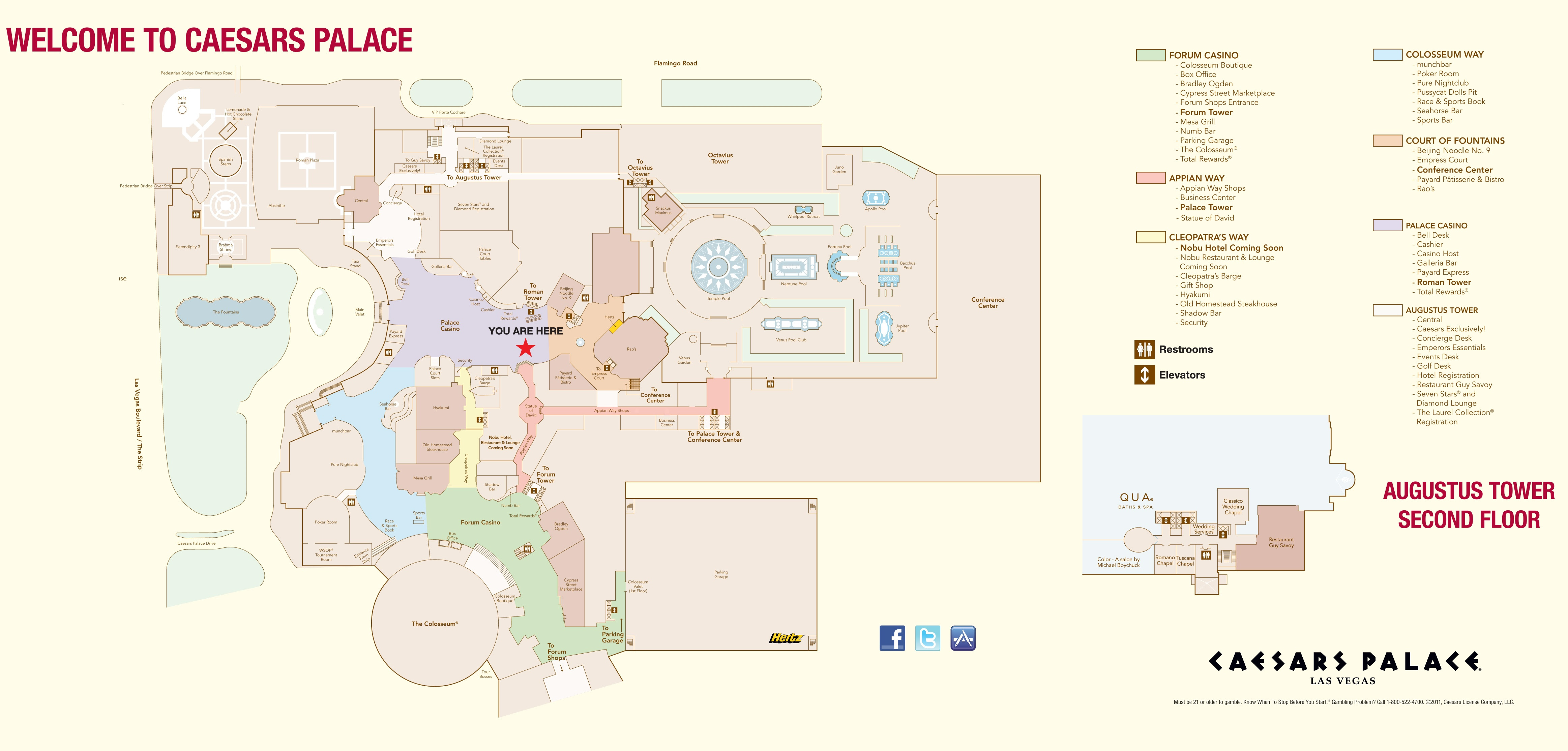 Caesars Palace Towers Map