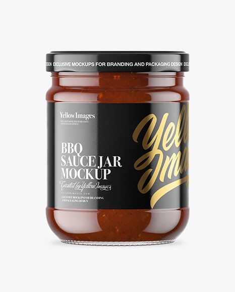 Download Clear Glass BBQ Sauce Jar Packaging Mockups