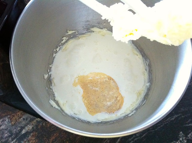 Vanilla Extract and Heavy Cream Added to Mascarpone