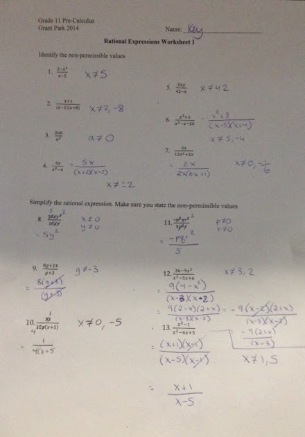 Rational Expressions Worksheet Answers - Escolagersonalvesgui