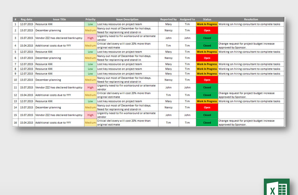 Project Issue Log Template / Project Issue Log Template 45 Useful