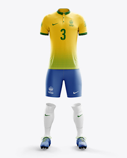 Download Mens Full Soccer Kit with Polo Shirt Mockup Front View ...
