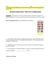 Student Exploration Electron Configuration Gizmo Answer ...